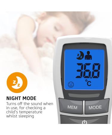 Salter TE-250-EU No Touch Infrared Thermometer - Forehead & Object Mode, Night Mode, Fever Alarm - 30 Memory Recall - Backlit Display - Instant & Accurate - for Babies/Adults - Buy Online on GoSupps.com