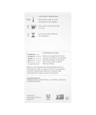TAZO Green Tea Bags with Ginger - 20 Count (Pack of 6) | Premium Herbal Tea - Buy Online on GoSupps.com