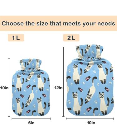 Naanle Siamese Cat Hot Water Bottle with Cover - 2L Large Pain Relief & Therapy | Warm-Up Bag for Bed Hands & Feet - Transparent Design - Buy Online on GoSupps.com