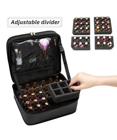 Ethereal Double Layer Nail Polish Organizer Bag | Hold 30 Bottles | Portable Travel Case in Black - Buy Online on GoSupps.com