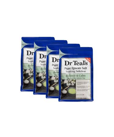 Dr. Teal's Epsom Salt - Matcha Green Tea Mineral Soak Balance & Calm 3 pounds each bag (Pack of 4)