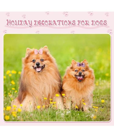20 Pcs Handmade Cute Dog Hair Bows with Rhinestones and Pearls for Small Dogs - Grooming Accessories in Rose Pink and Purple - Buy Online on GoSupps.com