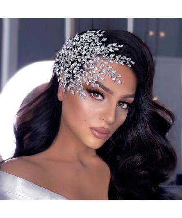 TRiXY Wedding Headband Bridal Hair Pieces Rhinestone Hair Accessories for Brides and Bridesmaids Party Hair Accessories Headpieces for Women Silver HP438