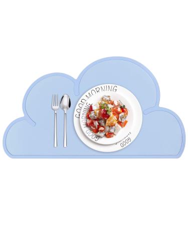 HONGXIN-SHOP Kids Placemats Non Slip Silicone Cloud Tablemats Easy Clean Food Mat Multi-purpose Tableware for Baby Infant Toddlers Blue