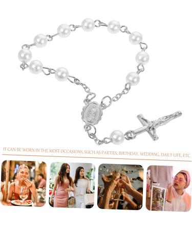 ABOOFAN 10pcs Gold Decor Wrist Bands Women Wrist Jewelry Beaded Bracelets Beaded Jewelry Bracelets for Women Cross Bracelets Cross Bracelet for Women Miss Charm Accessories Acrylic Silver 13X1.5cm - Buy Online on GoSupps.com