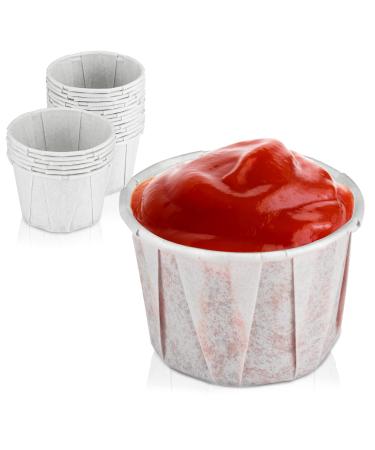 500 Pack 1.25 oz Treated Paper Souffle Portion Cups for Condiments Samples Measuring Jello Shots Sauce Disposable Cup - White