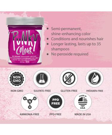 Punky Flamingo Pink Semi Permanent Hair Color - Vegan, Non-Damaging Dye | Vibrant Shade lasts up to 40 Washes, 3.5oz - Buy Online on GoSupps.com