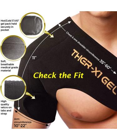 TherX Shoulder Brace with Reusable Gel Ice Pack Pain Relief for Rotator Cuff, Arthritis & Frozen Shoulder | Sling Support Wrap for Injuries Hot & Cold Therapy - Buy Online on GoSupps.com