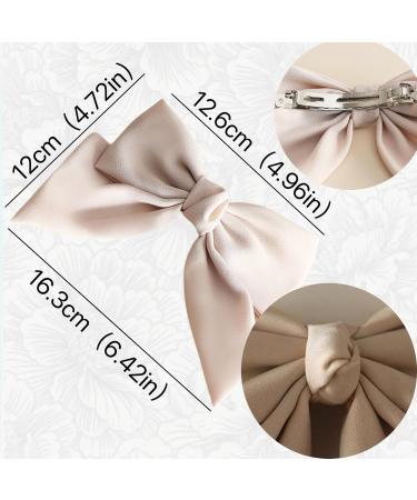 Ypkia 2 Pcs Hair Bows Clip Women's Hair Barrette With Satin Bow Hair Clip Hair Accessories For Women Girls (Black Beige) - Buy Online on GoSupps.com