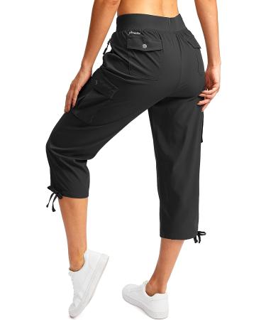 Soothfeel Women's Cargo Capris Pants - Lightweight Quick Dry Summer Pants | 6 Pockets, Ideal for Travel & Hiking | Casual Black X-Large - Buy Online on GoSupps.com