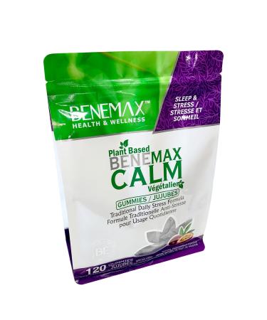 Benemax Gummies Calm 120 Count - Ashwagandha Gummies - Maximum Strength Stress Support Gummies - Better Mood Decreased Brain Fog Calming Effect - Potent Stress Support Supplement - Plant-Based Non-GMO Sugar Free