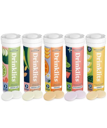 Drinklits Daily Hydration + Immune Support (5) Flavor Combo | Tasty Fruit Flavors - 0g Sugar - Gluten Free | 5 Tubes/50 Servings (10 Tablets Per Tube)