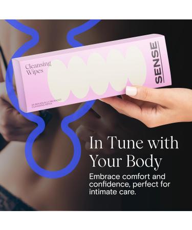 Sense Cleansing Wipes - pH Balanced Flushable Feminine Hygiene Wipes for Women - 24 Individually Wrapped Portable Wipes - Buy Online on GoSupps.com