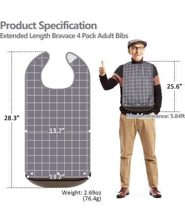 4 Pack Adult Bibs for Eating - Waterproof Clothing Protector with Crumb Catcher, Washable & Reusable - Elderly Men and Women, Senior Citizen Feeding Bibs - Buy Online on GoSupps.com