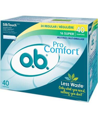 o.b. Pro Comfort Applicator Free Digital Tampons  Regular and Super Multi-Pack - 40 Count Multipack (Regular/Super) - Buy Online on GoSupps.com