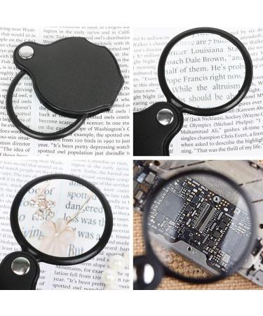 Laiaouay Folding Fold Away Pocket Magnifying Glass Magnifier Lens 3X Magnification Folding Leather Case Magnifying Glass Black - Buy Online on GoSupps.com