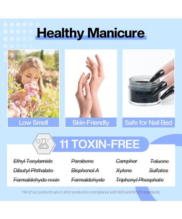 Modelones Dip Powder Black Color French Nail Dipping Powder 1 Oz - Odor-Free, Long-Lasting, No UV Lamp Needed - Buy Online on GoSupps.com