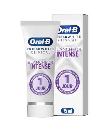Oral-B Pro 3D White Clinical Toothpaste Intense Whiteness Brilliant White for Sensitive Teeth and Gums Stain Removal Ionic Technology Spearmint 75 ml