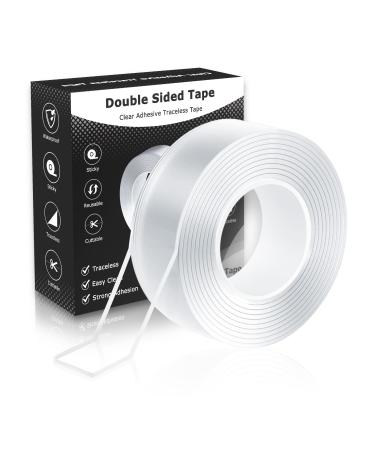 MS WGO Double Sided Tape-Heavy Duty Mounting Tape 1.18in x 9.85ft Nano Double Sided Mounting Tape Transparent Poster Tape Double Sided Tape for Walls Office Outdoor Carpet Home