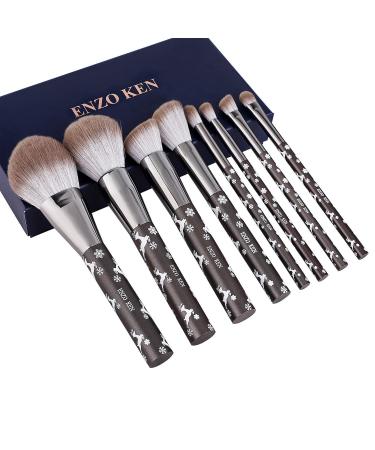 Luxury Enzo Ken Natural Goat Hair Make-Up Brush Set - 10 Soft Brushes & Cosmetic Bag | Perfect Christmas Gift - Buy Online on GoSupps.com