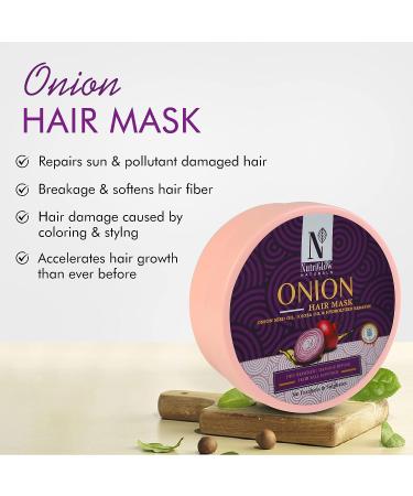 NUTRIGLOW Natural's Onion Hair Mask with Jojoba Oil, Keratin - 7.0 oz | Deep Conditioning for Frizz-Free, Color-Treated Locks - Buy Online on GoSupps.com