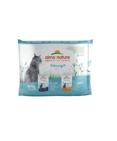 Almo Nature Multipack Holistic Urinary Help - 3 x with fish - 3 x with chicken.Sole feed for adults cats wet feed 6 Pack (6x70g) fish 6 pieces (1 Pack) - Buy Online on GoSupps.com