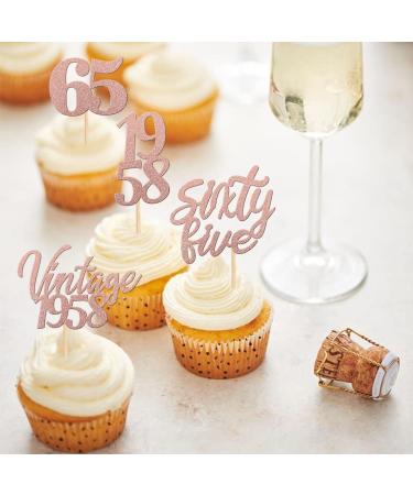 Pack of 24 Vintage 1958 Cupcake Toppers 65th Birthday Cake Decoration Fifty Cheers on 65th Fabulous Number 1958 Cake Decoration for 65th Birthday Wedding Anniversary Party Cake Decorations Rose Gold - Buy Online on GoSupps.com