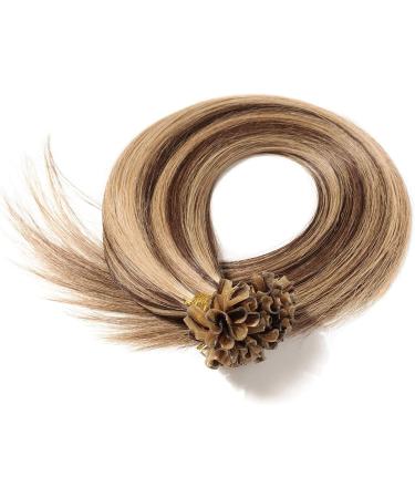 18" Pre Bonded Human Hair Extensions 0.5g*200 Strands (#4/27 Medium Brown&Dark Blonde 100g) - Buy Online on GoSupps.com