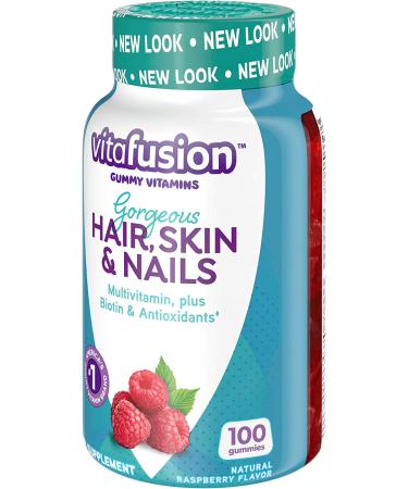 VitaFusion Gorgeous Hair Skin & Nails Multivitamin - 100 Gummies, Natural Raspberry Flavor - Buy Online on GoSupps.com