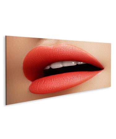 GBDV-Panox Image on Canvas Cosmetics Makeup Gloss Lipstick On Lips Closeup of Beautiful Female Mouth with Red and Pink Lipp Makeup Part Of Face Wall Living Room Home Office Bedroom Images