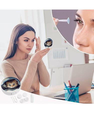 Cute Cat Round Case For Contact Lens Kit Storage Box with Mirror Printed - Buy Online on GoSupps.com