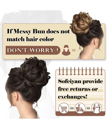 Sofeiyan Messy Bun Hair Piece Plus Size Synthetic Curly Updo Chignon - L-Light Ash Brown Mixed Golden Brown | Hairpiece Extensions for Women & Girls - Buy Online on GoSupps.com