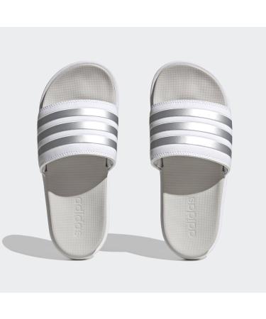 Buy adidas Women's Adilette Plateau Slides 39 1/3 EU - Cloud White/Zero Metallic Grey | International Shipping Available - Buy Online on GoSupps.com