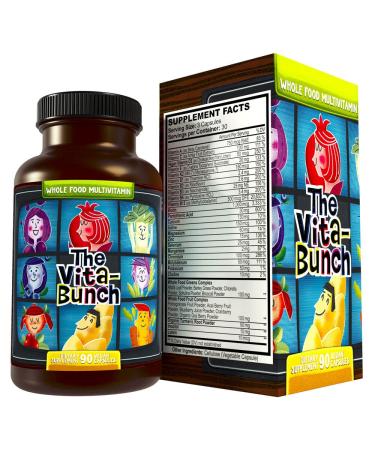 Whole Food Multivitamin Fruit & Super Greens All-in-one Vitamin Complex 90 Vegan Capsules - Daily Vitamin for Women and Men - Iron Zinc B12 Vitamin A D3 and More