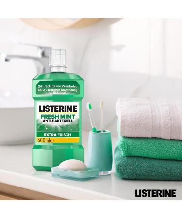 Buy LISTERINE Fresh Mint 600 ml | Antibacterial Mouthwash with Essential Oils for Fresh Breath | International Shipping Available - Buy Online on GoSupps.com