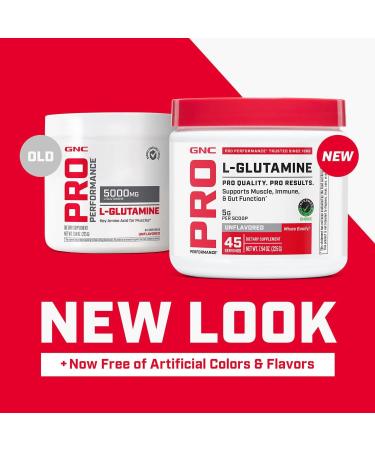 GNC Pro Performance L-Glutamine 5000mg Amino Acid Supplement Powder Supports Muscle Recovery & Function Fuels Immune System Unflavored 45 Servings 7.94 Ounce (Pack of 1) - Buy Online on GoSupps.com