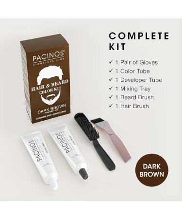 Pacinos Hair & Beard Color Kit (Dark Brown) - Men's Hair Color - Eliminates Grays in 5 Minutes - Buy Online on GoSupps.com