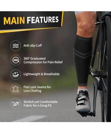 CAMBIVO Calf Compression Sleeve Men and Women Footless Compression Socks for Calf Support Shin Splints Support Running Sports Flight Hiking Marathon(PAIR) XXL Black - Buy Online on GoSupps.com