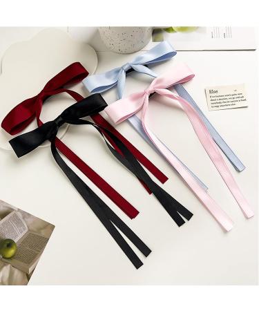 WENSIDUO 6 Pcs Tassel Hair Bow Clips for Women Satin Ribbon Bows with Metal Clips Hair Accessories for Girls and Teens (Mixed color 1) - Buy Online on GoSupps.com