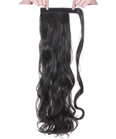 Ponytail Extension Wrap Around Long Straight Curly Clip in Ponytail Hair Extensions for Women Brown Black Blonde Hairpiece 24"-Curly Natural Black - Buy Online on GoSupps.com