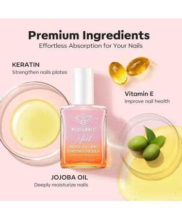 Modelones 15ml 8-in-One Nail Ridge Filler Strengthener Base Coat Nail Polish Repair Nail Growth Treatment for Thin and Damaged Nails Pink Glow - Buy Online on GoSupps.com