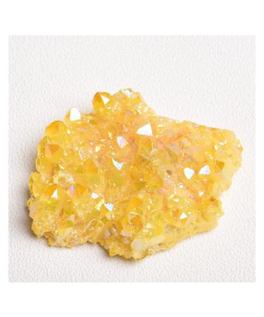 Crystal Hole Crystals 1pc Natural Electroplate Citrine Crystal Cluster Yellow Aura Quartz Crystal Stone Specimen Home Decoration Crystal Hole (Size : 95g-105g)