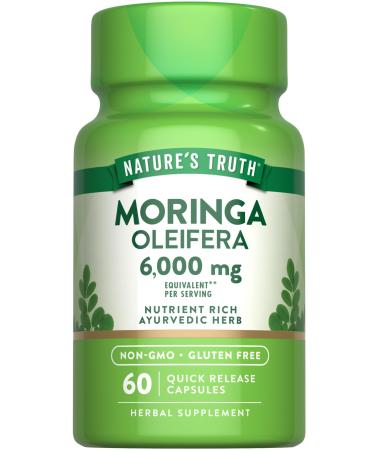 Nature's Truth Moringa Oleifera Capsule Pills | 6000mg | from Leaf Extract | Non-GMO & Gluten Free Supplement