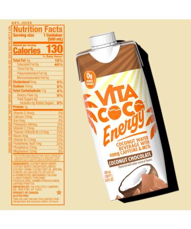 Vita Coco Boosted Coconut Water with MCT Oil & Tea Caffeine I Coffee Drink Alternative for Natural Energy I 202.8 Fl Oz (Pack of 12) - Buy Online on GoSupps.com