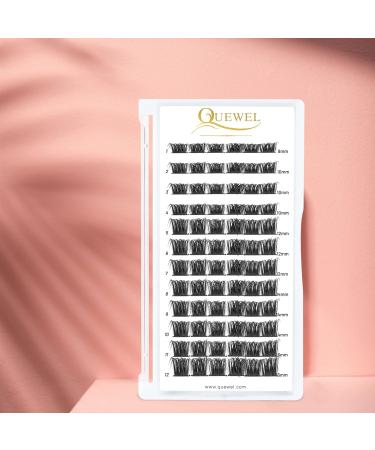 Quewel Individual Eyelash Cluster Lashes - D Curl Mix 8-16mm | 72 Pack DIY Eyelash Extensions for Stunning Eye Makeup - Buy Online on GoSupps.com