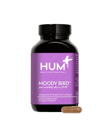 HUM Moody Bird - Mood Supplement for Women - Support for Cramps, Cravings, Irritability & Hormonal Balance - Chasteberry & Dong Quai Women's Monthly Support Supplement (60 Vegan Capsules)
