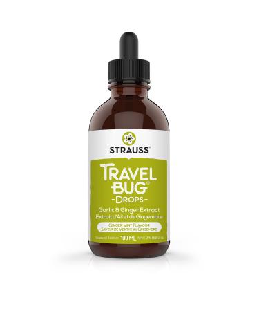 Strauss Naturals Travel Bug Drops Herbal Supplements with Garlic and Ginger for Anti-Nausea 100ml Spearmint Flavour