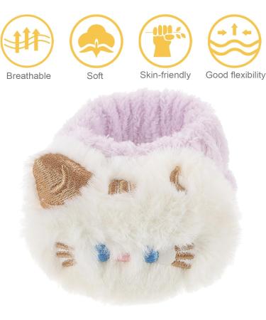 PLAFOPE Lot de 4 Bracelets de Lavage de Poignet Absorbants et Imperm ables Taille Petite en Fausse Fourrure Blancs Motifs Chat et Lapin pour Soins du Visage et Spa Confortables - Buy Online on GoSupps.com