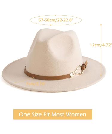 EOGIMI Women's Wide Brim Fedora Panama Hat with Belt Buckle - Beige Medium - Buy Online on GoSupps.com