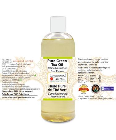 Greenwood Essential Pure Green Tea Oil - Therapeutic Cold Pressed 200ml (Camellia sinensis) - Natural Skincare & Wellness - Buy Online on GoSupps.com